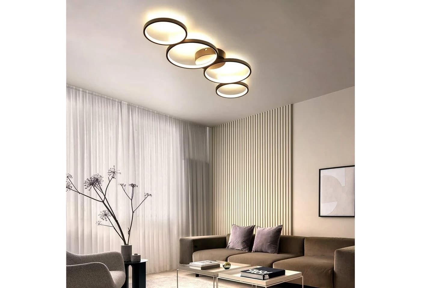 ZMH Deckenleuchte Modern 4-Flammig Ringoptik Schwarz - Bild 3