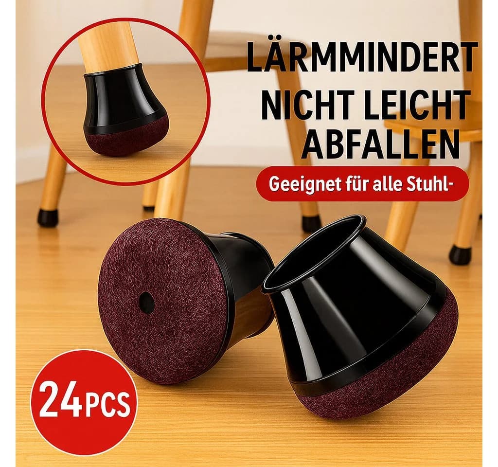 JASLIFE Stuhlbeinschoner 24 Stück Schwarz/Rot Filz Silikon - Bild 2