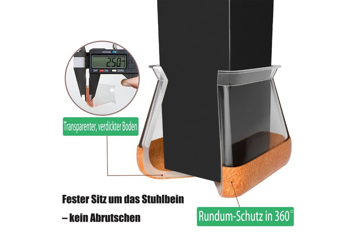 JASLIFE Stuhlbeinschoner 24 Stk. Rutschfest Silikon-Filz Kratzschutz