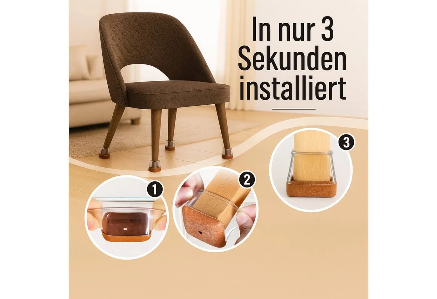 JASLIFE Stuhlbeinschoner 24 Stk. Rutschfest Silikon-Filz Kratzschutz - Bild 5