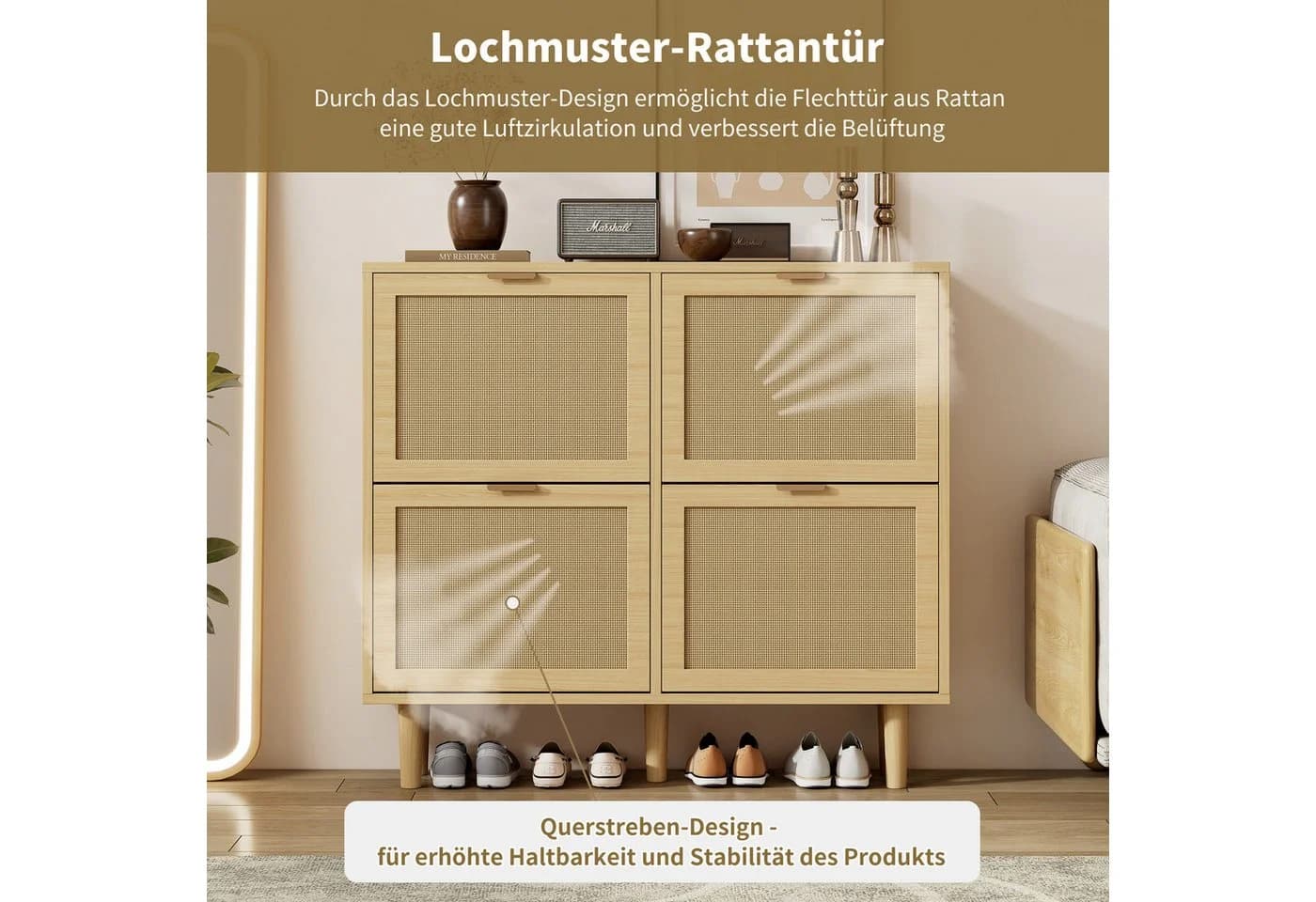 Refined Living Schuhschrank Rattan 100x25x90 cm - Bild 5