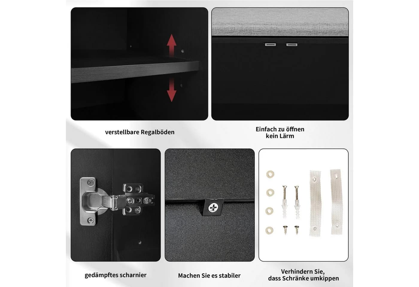Refined Living Schuhbank mit Stauraum und Polster - Bild 5