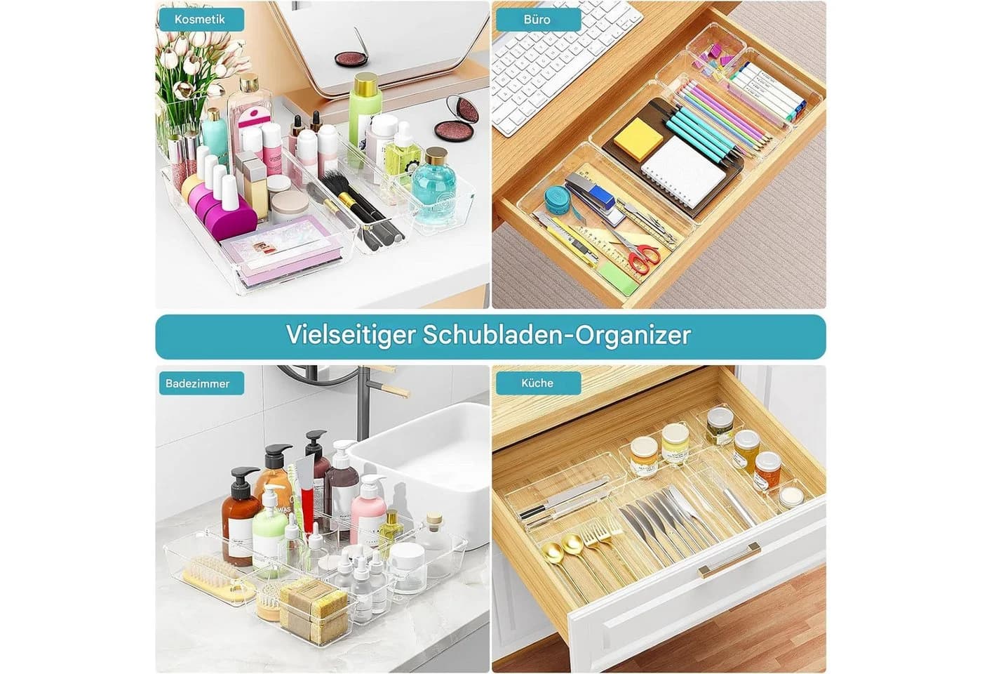 SURFOU Schubladen Organizer 25 St. Transparent Stapelbar