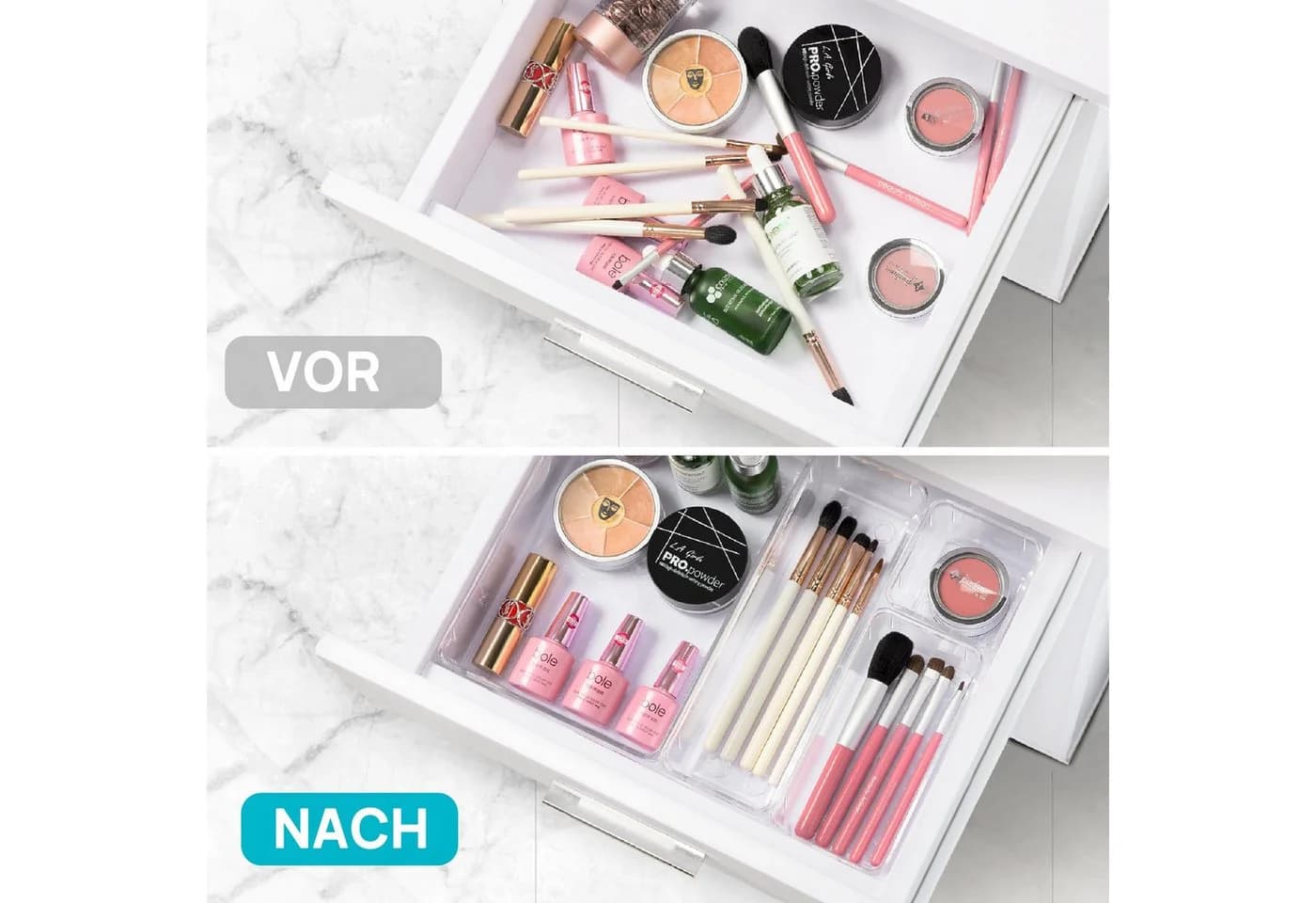 SURFOU Schubladen Organizer 25 St. Transparent Stapelbar - Bild 3