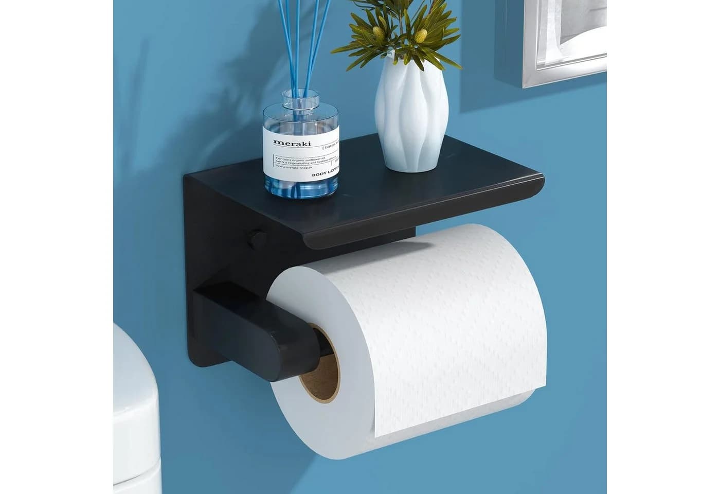 SURFOU Toilettenpapierhalter Selbstklebend Edelstahl Schwarz
