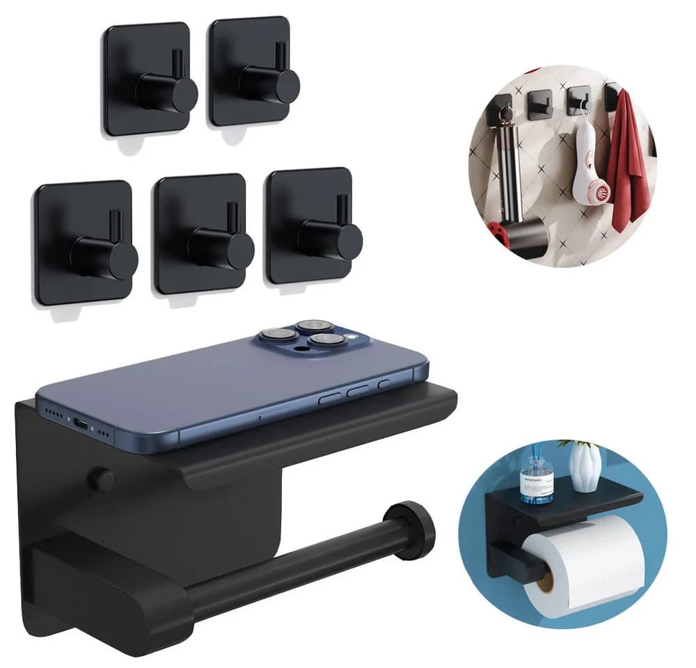 SURFOU Toilettenpapierhalter Selbstklebend Edelstahl Schwarz - Bild 2