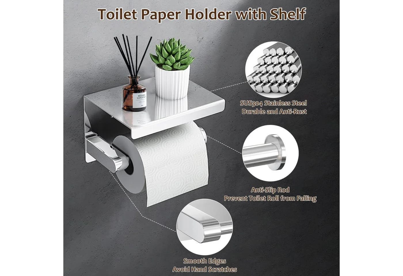 Moderner Toilettenpapierhalter aus Edelstahl