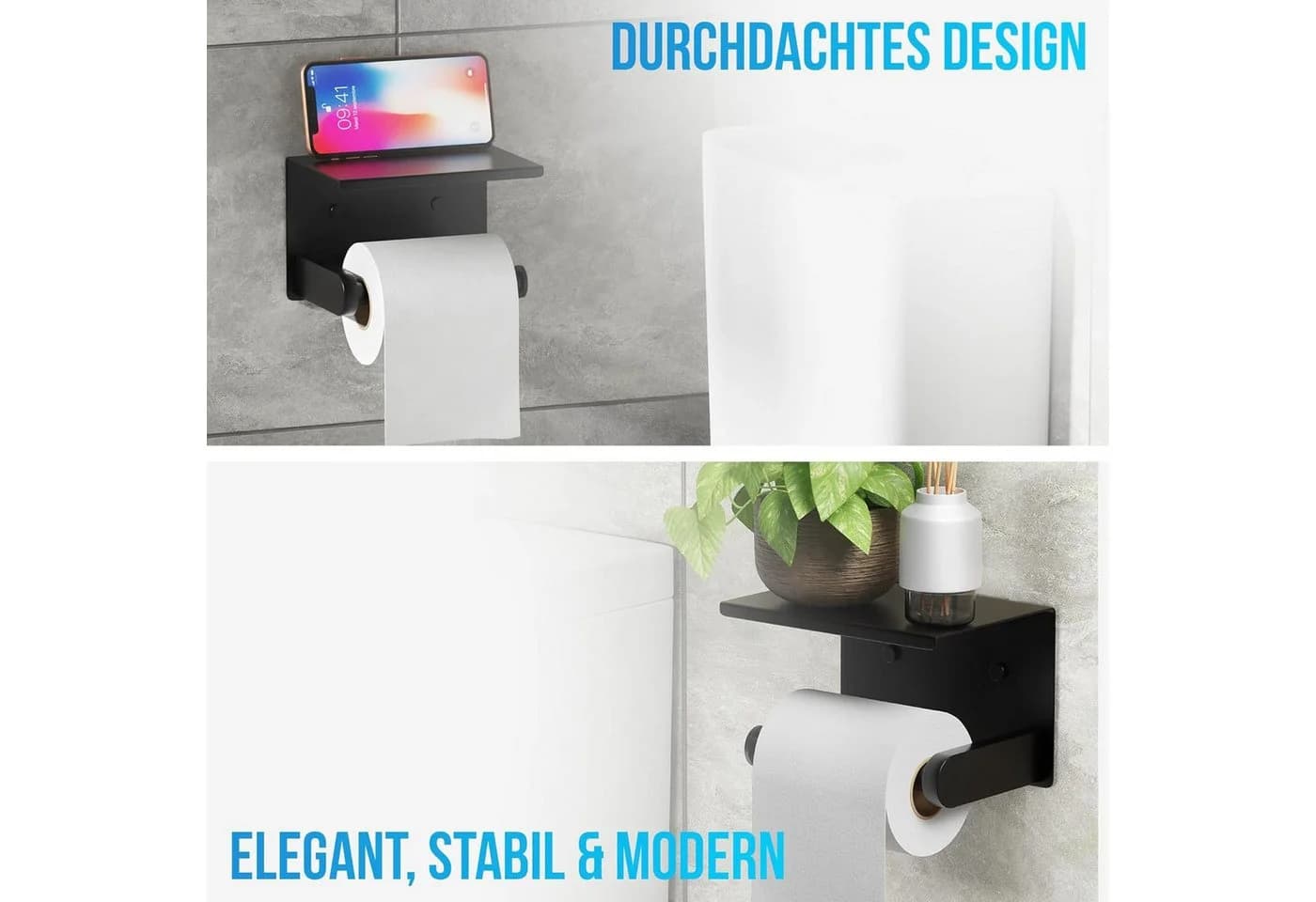 Moderner Toilettenpapierhalter aus Edelstahl SUS304, Schwarz - Bild 4