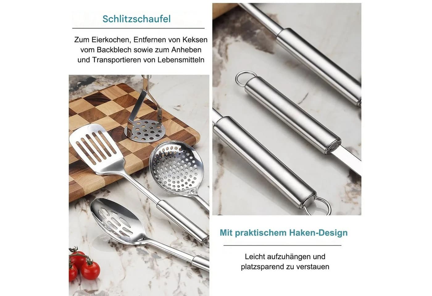 SURFOU 12-tlg. Kochbesteck-Set Edelstahl Silikon Spülmaschinenfest - Bild 3