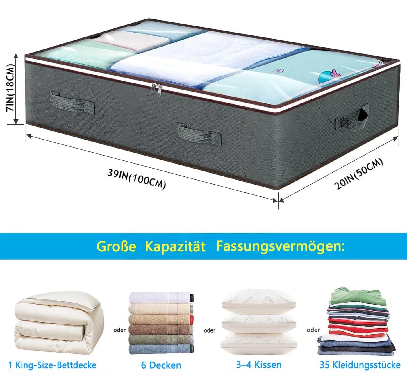 Transparente PVC-Aufbewahrungstaschen, faltbar, 90x20x20 cm - Bild 3