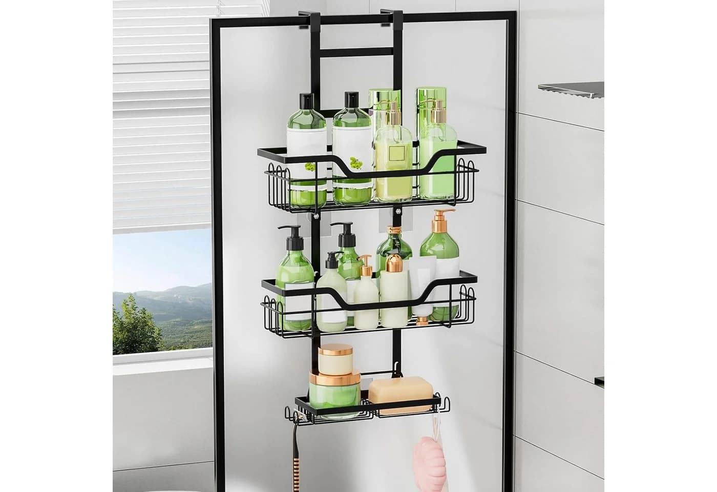 Refined Living Duschregal Over The Door 3 Etagen Schwarz