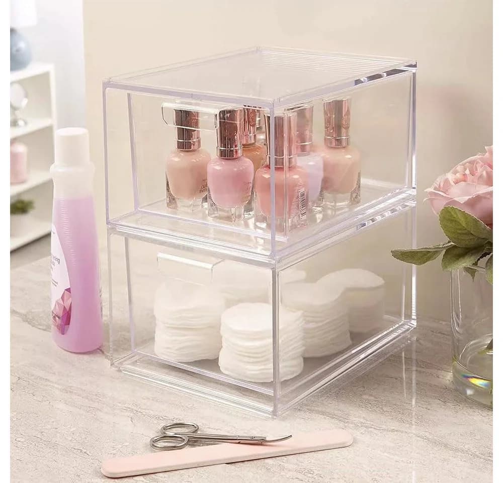 Refined Living Organizer 4er Set Stapelbare Acryl Make-up Organizer mit Ausziehgriffen - Bild 4
