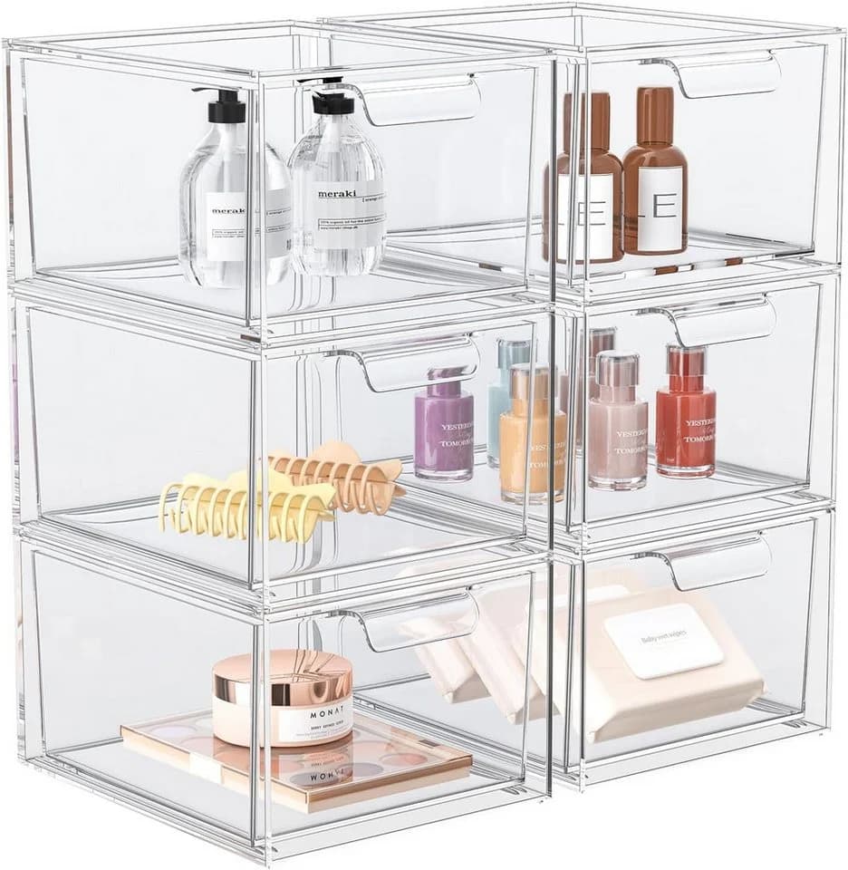 Refined Living Organizer 6er-Set Stapelbare Acryl Make-up Organizer Transparent - Bild 2