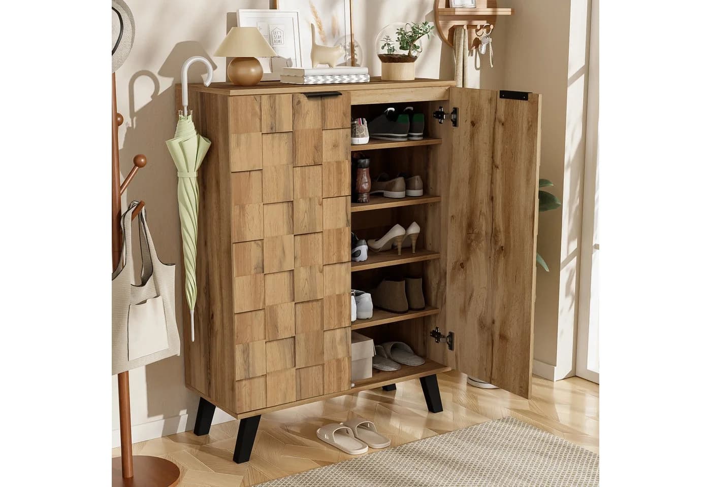 Refined Living Schuhschrank Moderner Sideboard mit 5 Fächern, Aufbewahrungsschrank