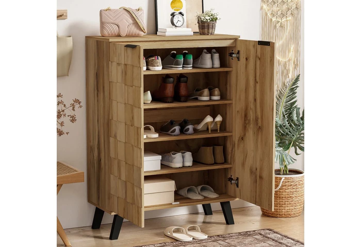 Refined Living Schuhschrank Moderner Sideboard mit 5 Fächern, Aufbewahrungsschrank - Bild 4