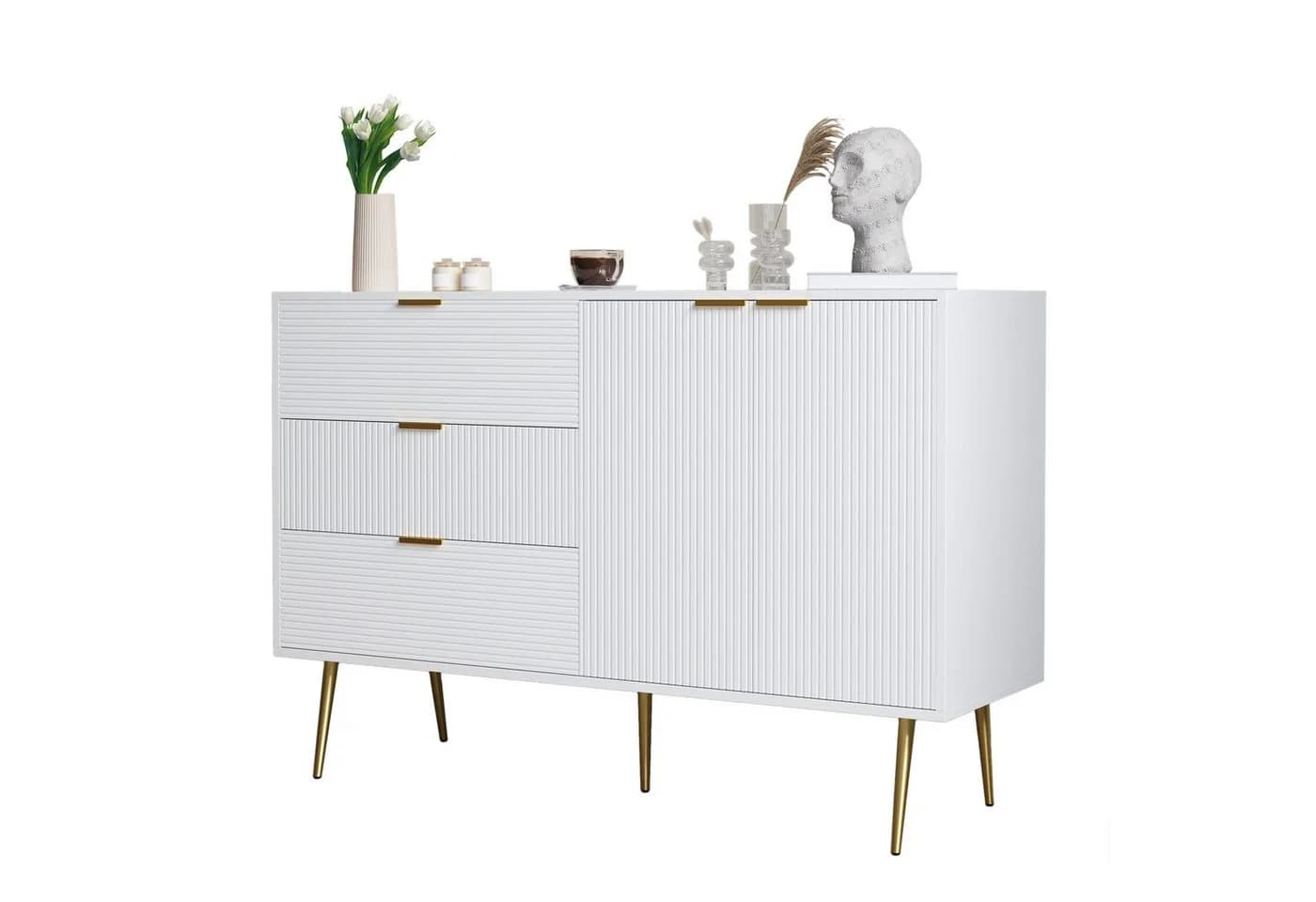 Refined Living Sideboard Wohnzimmerschrank Weiß & Gold - Bild 2