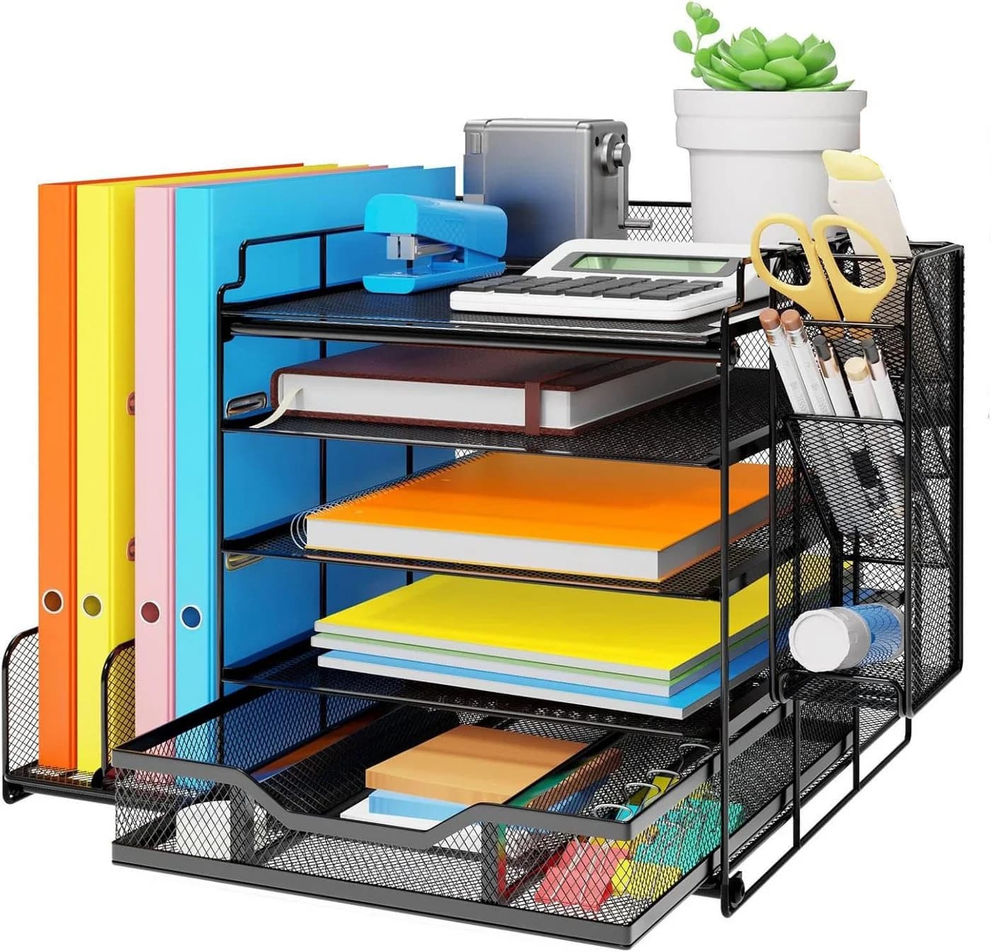 Refined Living Schreibtisch-Organizer Schwarz mit Schublade und Stifthalter - Bild 2