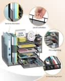 Refined Living Schreibtisch Organizer Schwarz Metall 5 Fächer Bild 1