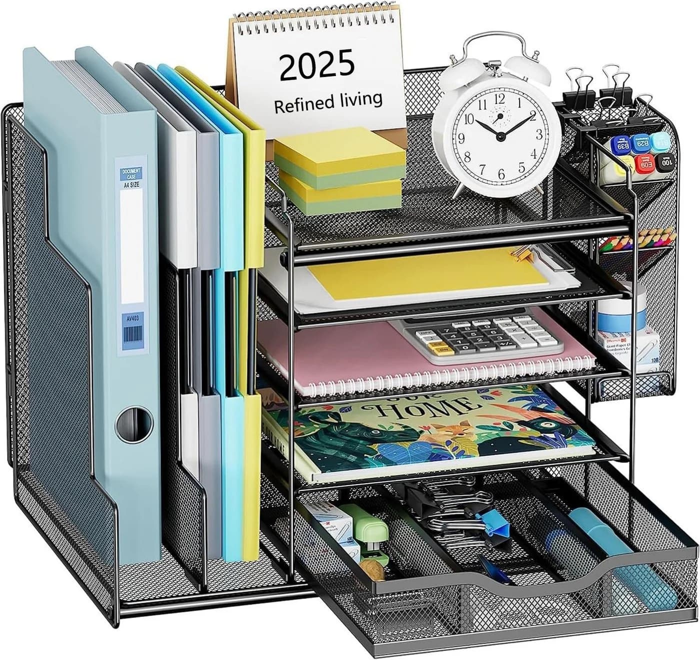 Refined Living Schreibtisch Organizer Schwarz Metall 5 Fächer - Bild 2