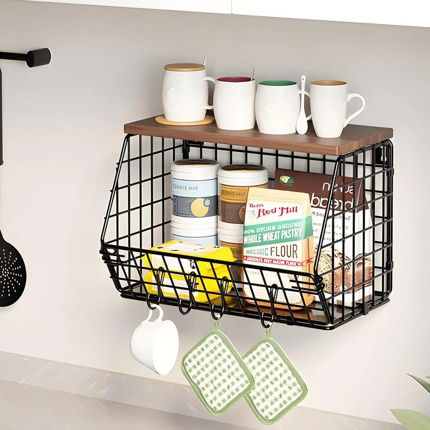 Refined Living Obstkorb 2er Set Schwarz mit Holzdeckel - Bild 3