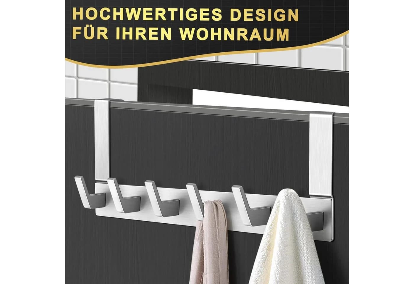 Refined Living Türgarderobe 6 Haken Schwarz/Silber