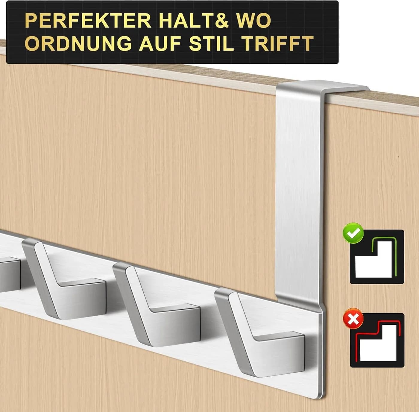 Refined Living Türgarderobe 6 Haken Schwarz/Silber - Bild 3