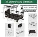 SURFOU Geschirrständer 2-stufig Schwarz mit Wasserablauf Bild 5