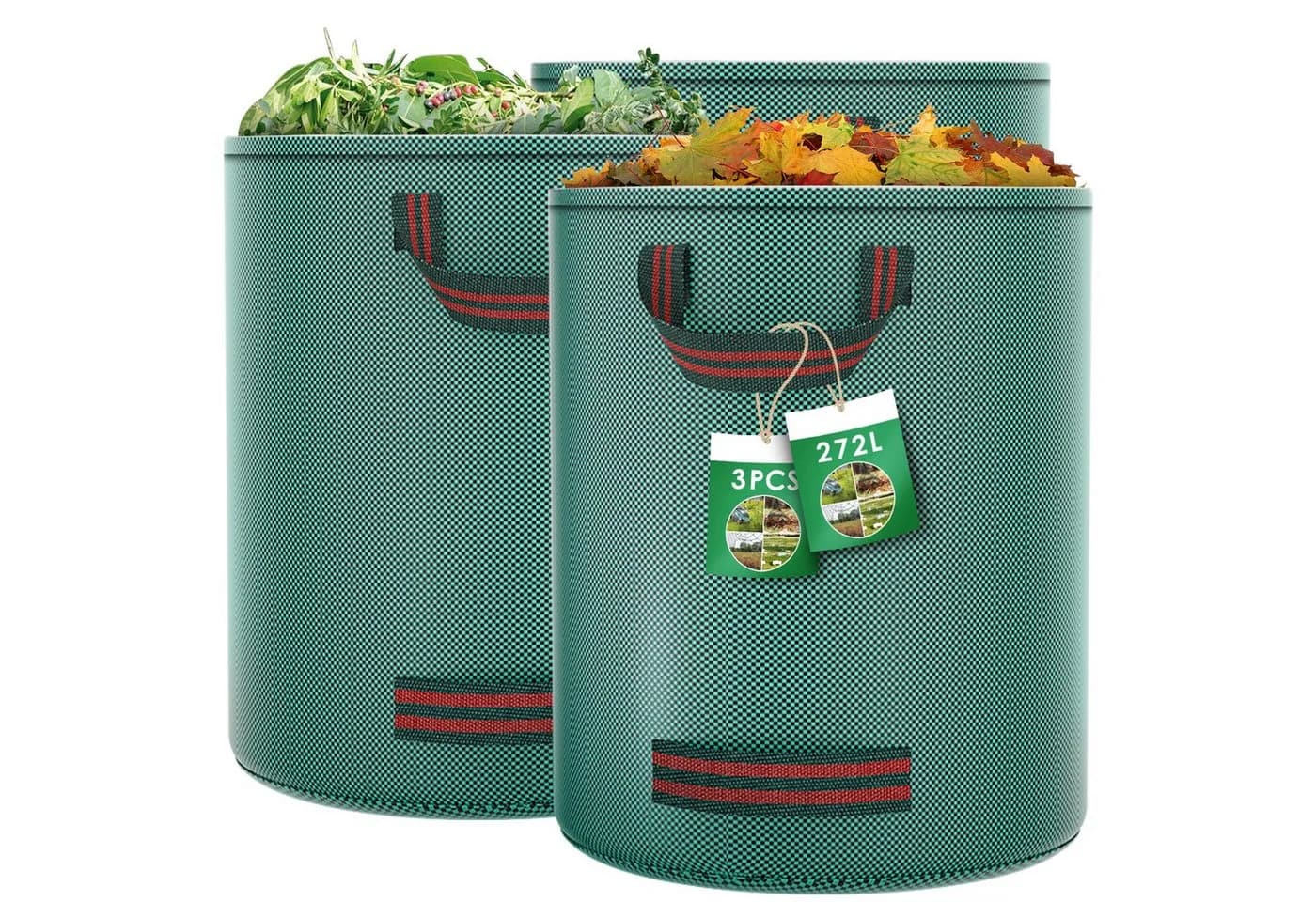 SURFOU Gartensack 3er-Set 272L Grün Polypropylen - Bild 2