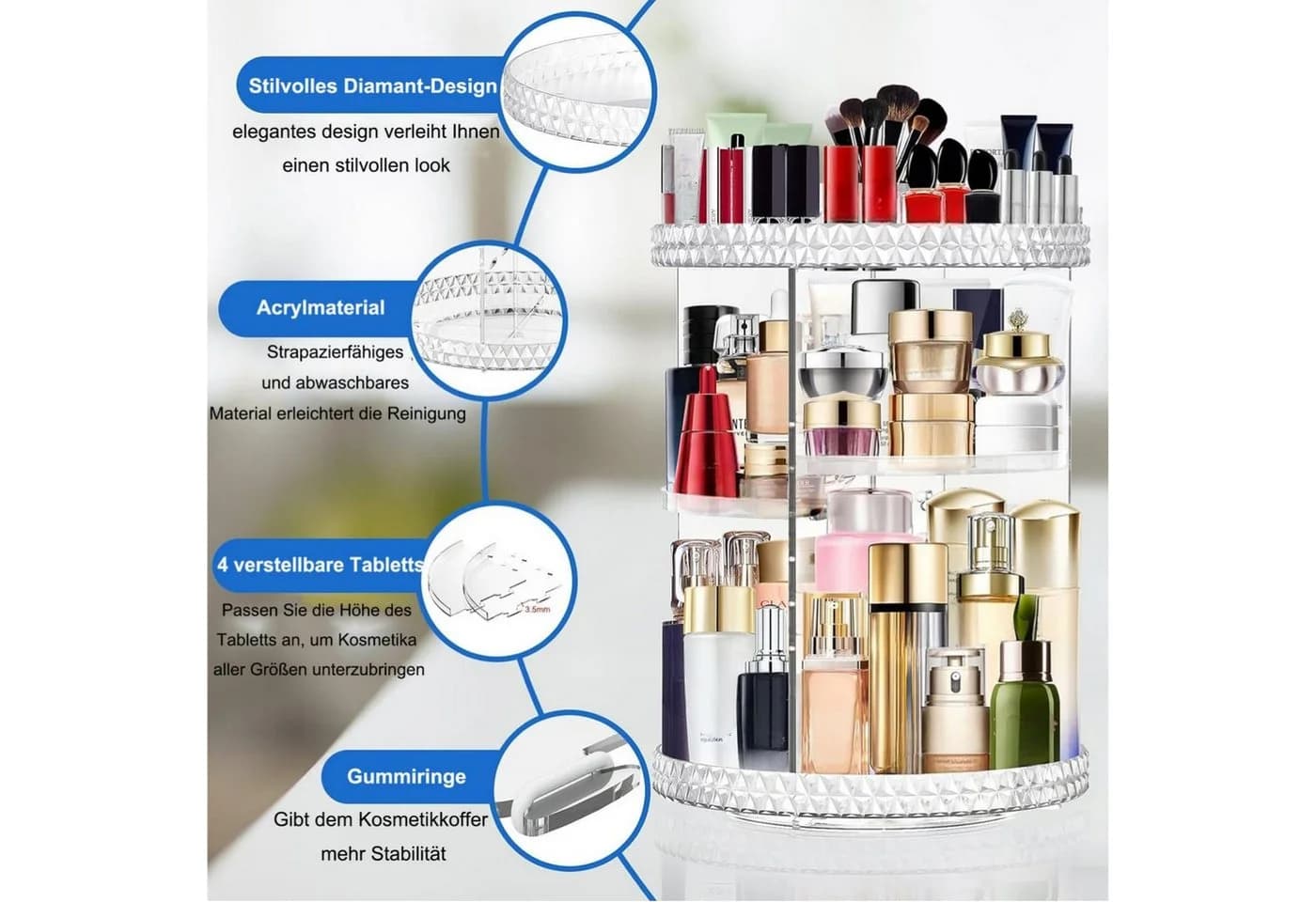 SURFOU 360° Drehbarer Make-up Organizer Kosmetik Organizer