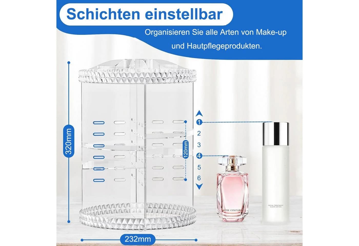 SURFOU 360° Drehbarer Make-up Organizer Kosmetik Organizer - Bild 5
