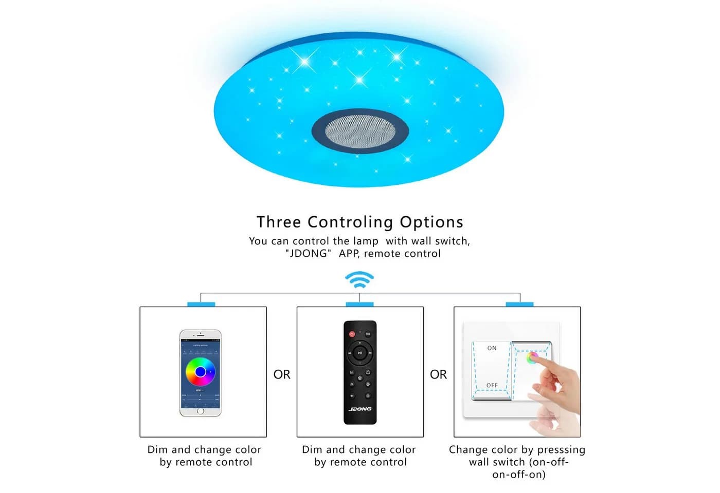 JDONG LED Deckenleuchte Dimmbar mit Bluetooth-Lautsprecher RGBW Farbwechsel - Bild 3
