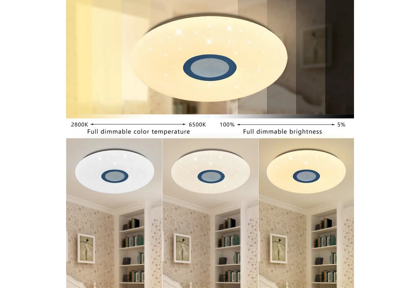 JDONG LED Deckenleuchte Dimmbar mit Bluetooth-Lautsprecher RGBW Farbwechsel - Bild 4