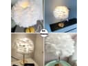 JDONG Tischleuchte Weiße Feder, Deko Lampe Wohnzimmer 30cm, E27, Nachttischlampe Gold Sockel Bild 1