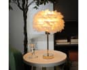 JDONG Tischleuchte Weiße Feder, Deko Lampe Wohnzimmer 30cm, E27, Nachttischlampe Gold Sockel Bild 5
