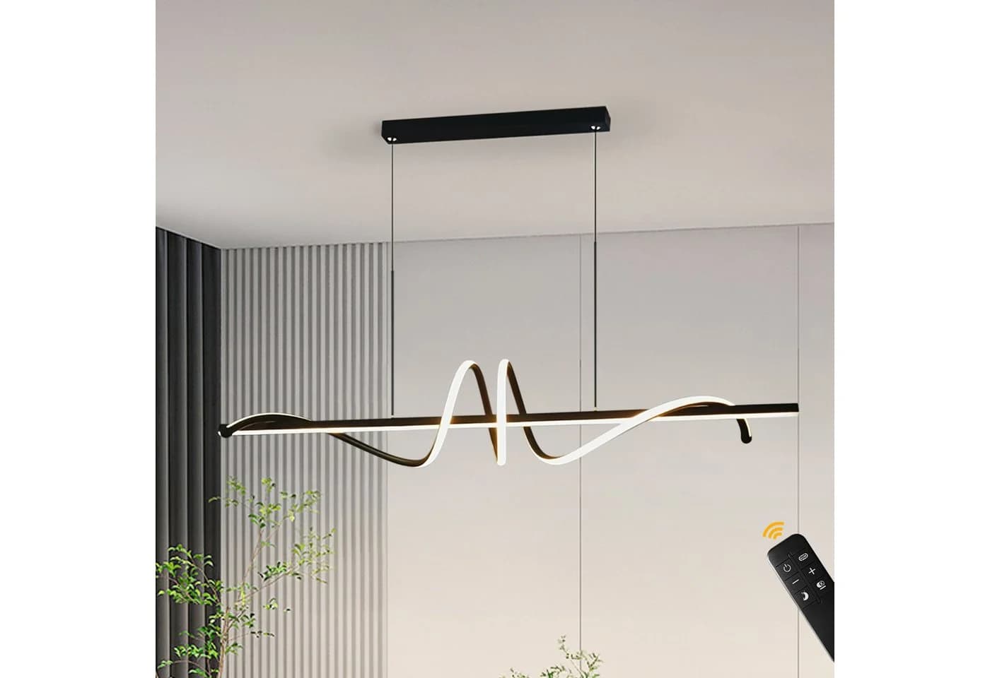 JDONG LED Pendelleuchte 90CM Modernes Spirale Design Hängelampe Schwarz 54W LED - Bild 2