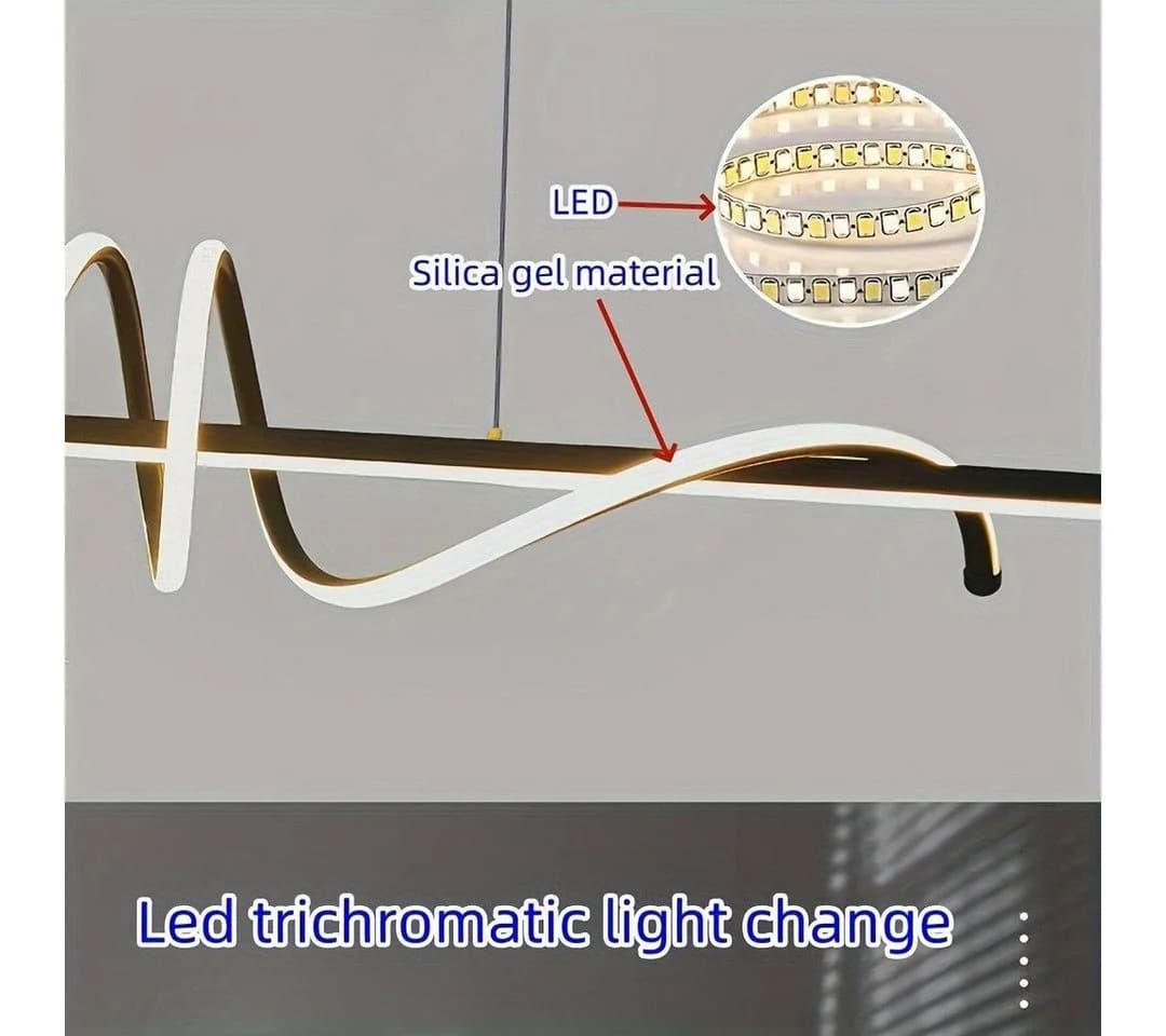 JDONG LED Pendelleuchte 90CM Modernes Spirale Design Hängelampe Schwarz 54W LED - Bild 3