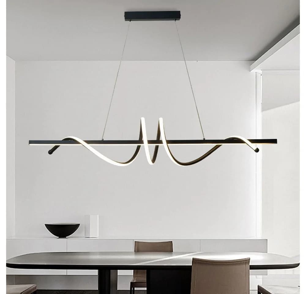 JDONG LED Pendelleuchte 90CM Modernes Spirale Design Hängelampe Schwarz 54W LED - Bild 4