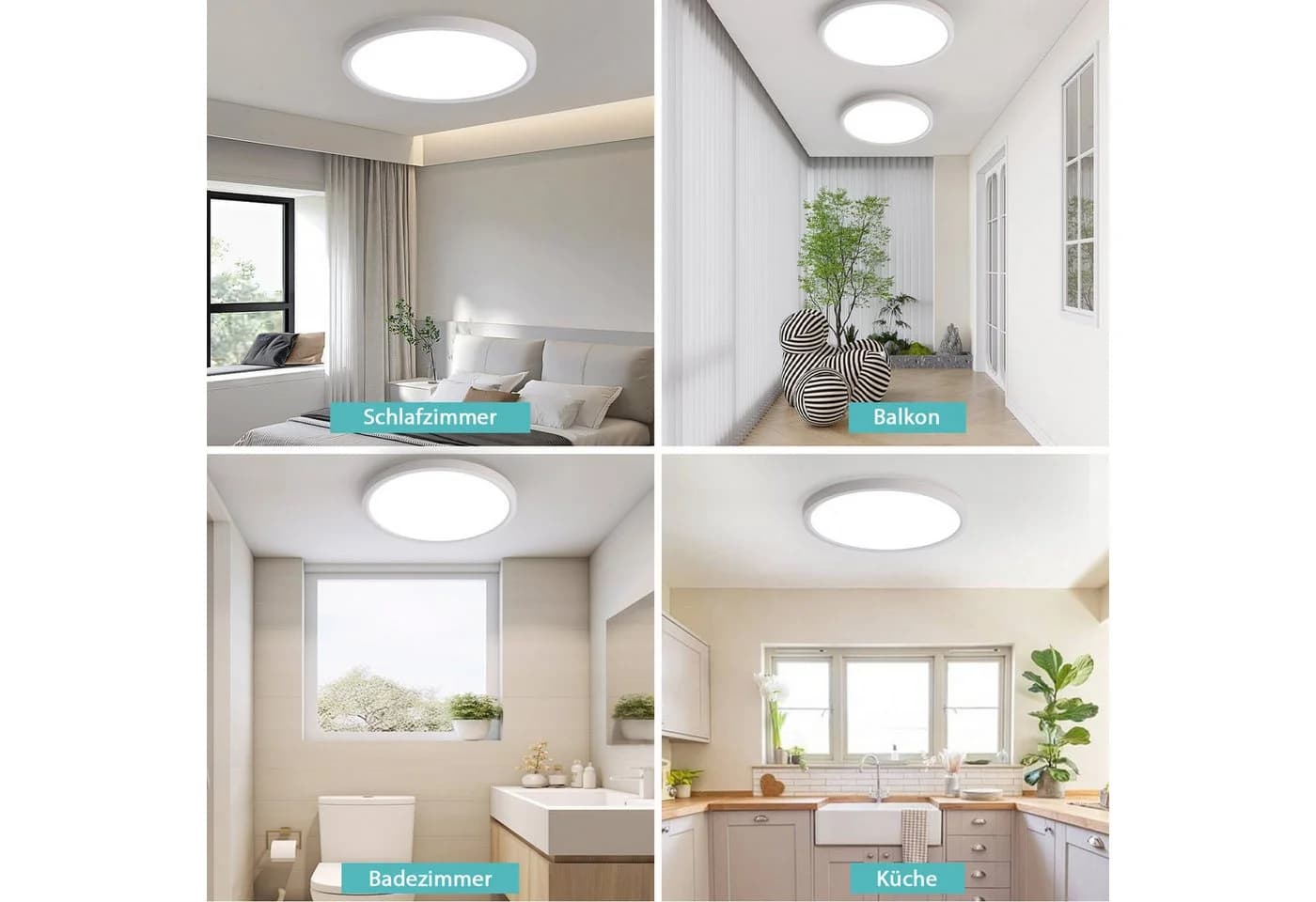 JDONG LED Deckenleuchte Flach Rund Weiß