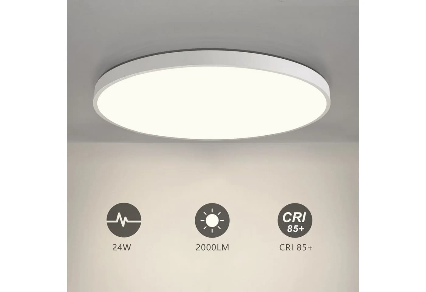 JDONG LED Deckenleuchte Flach Rund Weiß 50cm