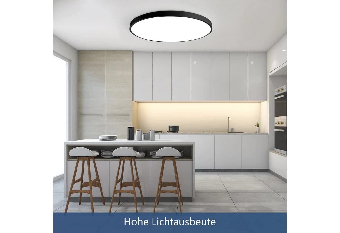 Schwarze Acryl Deckenleuchte, Flach und Rund - Bild 5