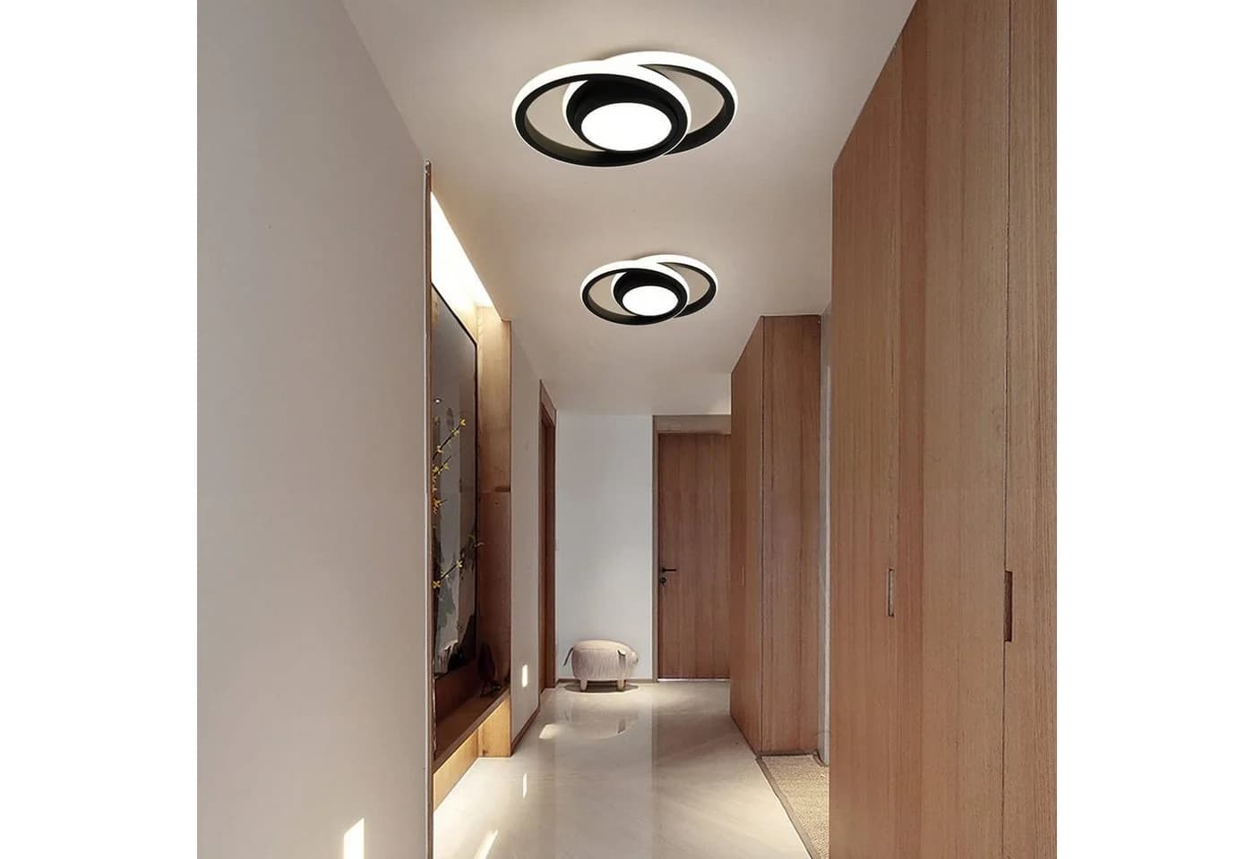 JDONG LED Deckenleuchte 30 cm Schwarz 24W Tageslichtweiß
