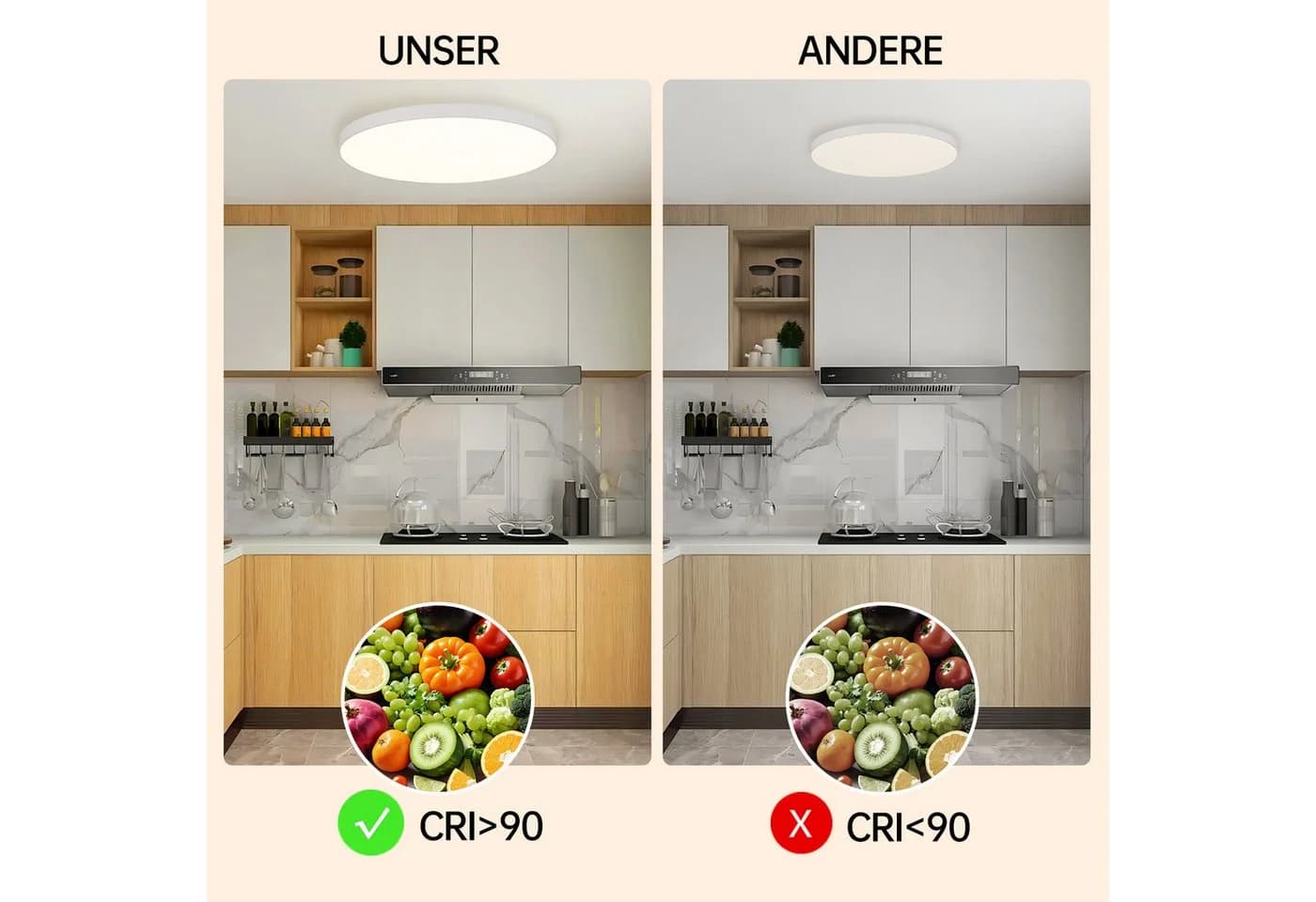 JDONG LED Deckenleuchte Rund Weiß 37/45 cm Warmweiß 3000K