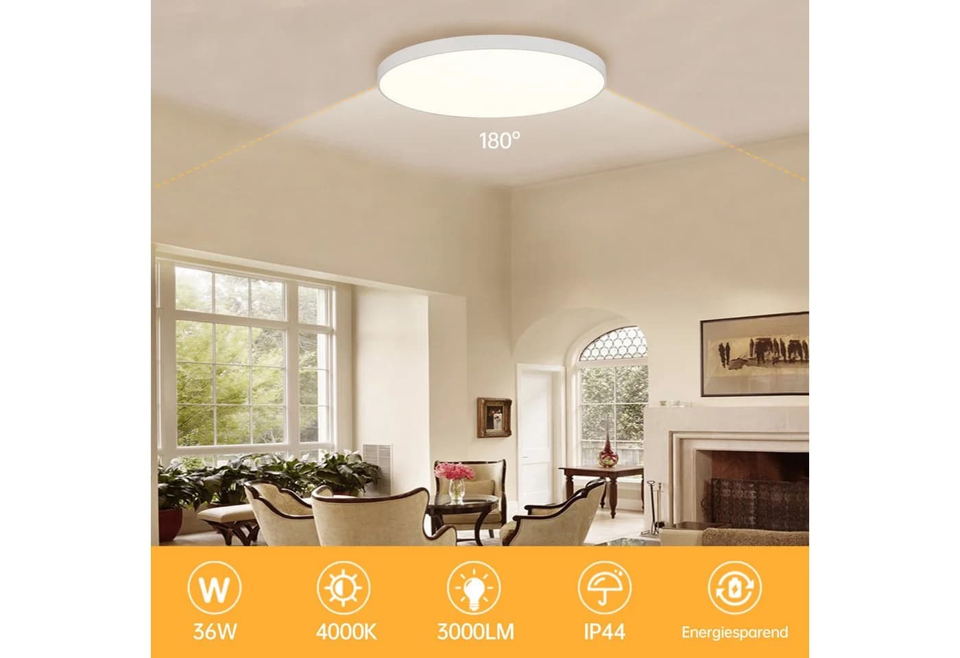 JDONG LED Deckenleuchte Rund Weiß 37/45 cm Warmweiß 3000K - Bild 3