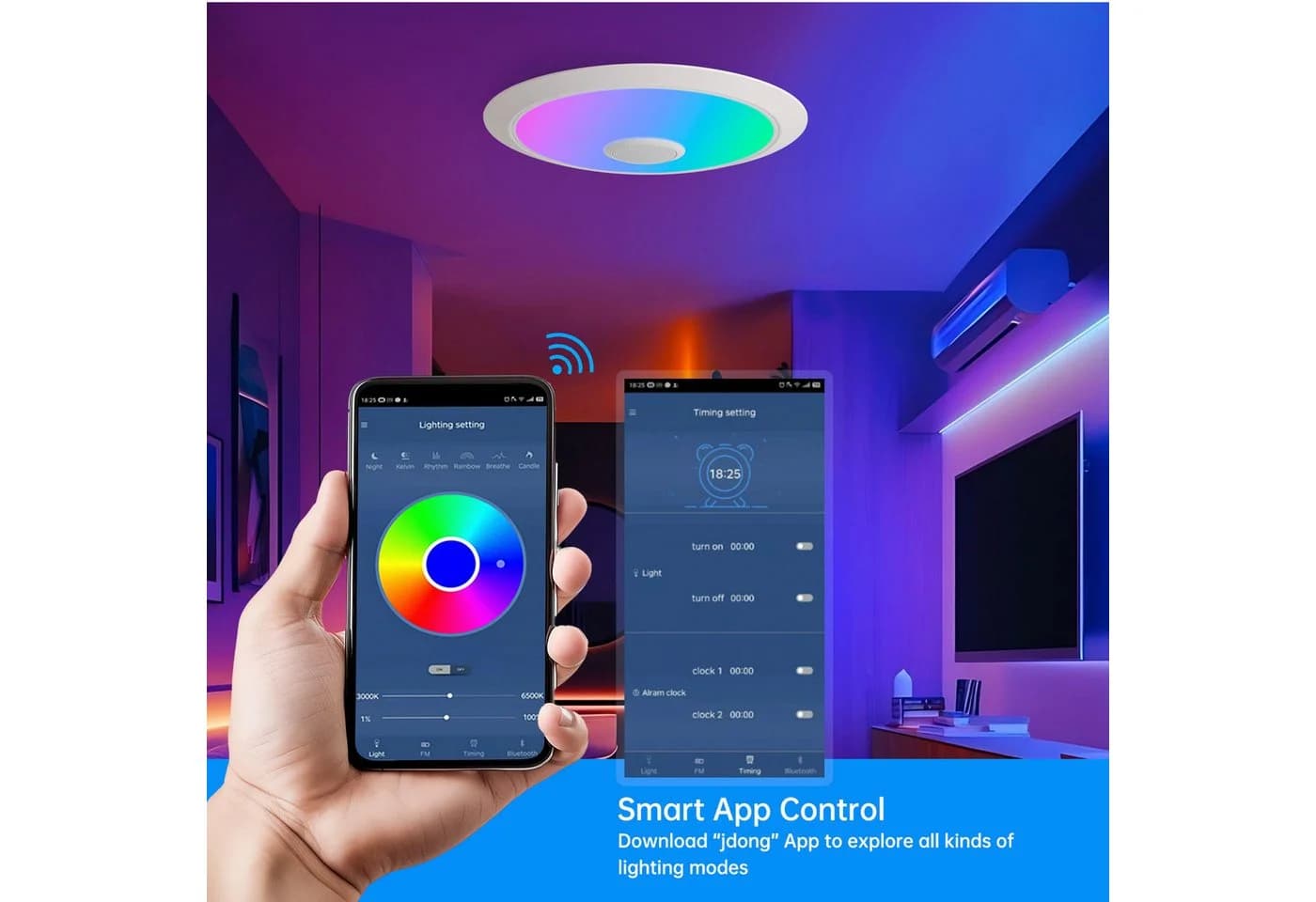 JDONG LED Deckenleuchte Dimmbar mit Bluetooth Lautsprecher RGBW Farbwechsel - Bild 3