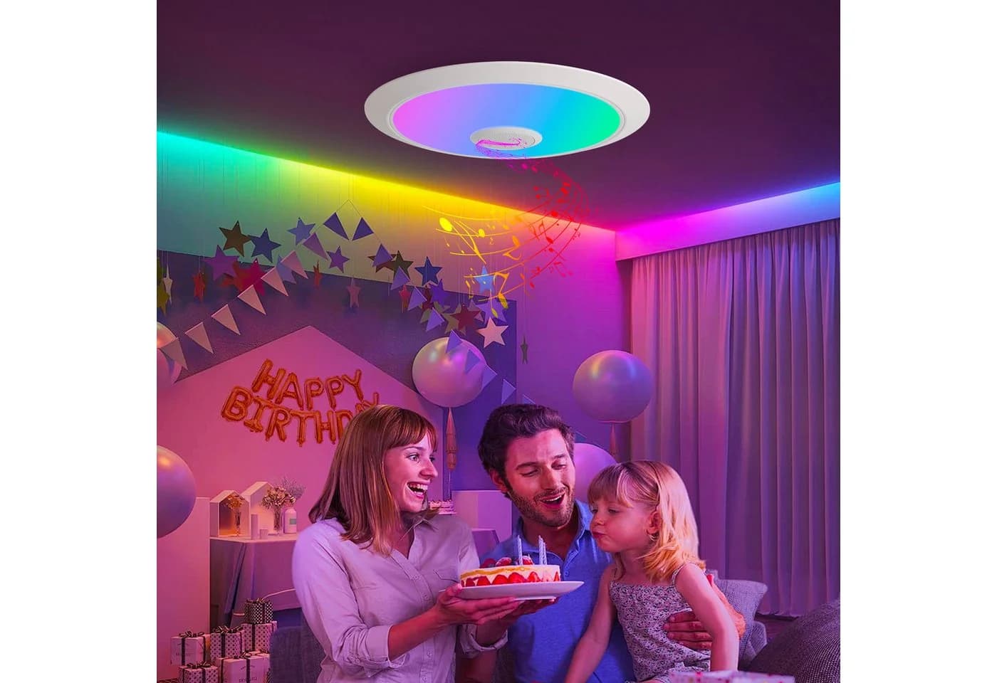 JDONG LED Deckenleuchte Dimmbar mit Bluetooth Lautsprecher RGBW Farbwechsel - Bild 5