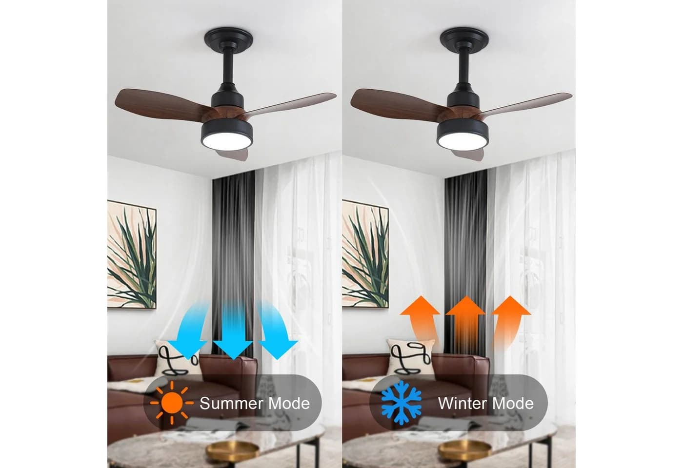 JDONG Deckenventilator mit Licht 62cm, 3 Geschw., Dimmbar, Fernbedienung - Bild 4