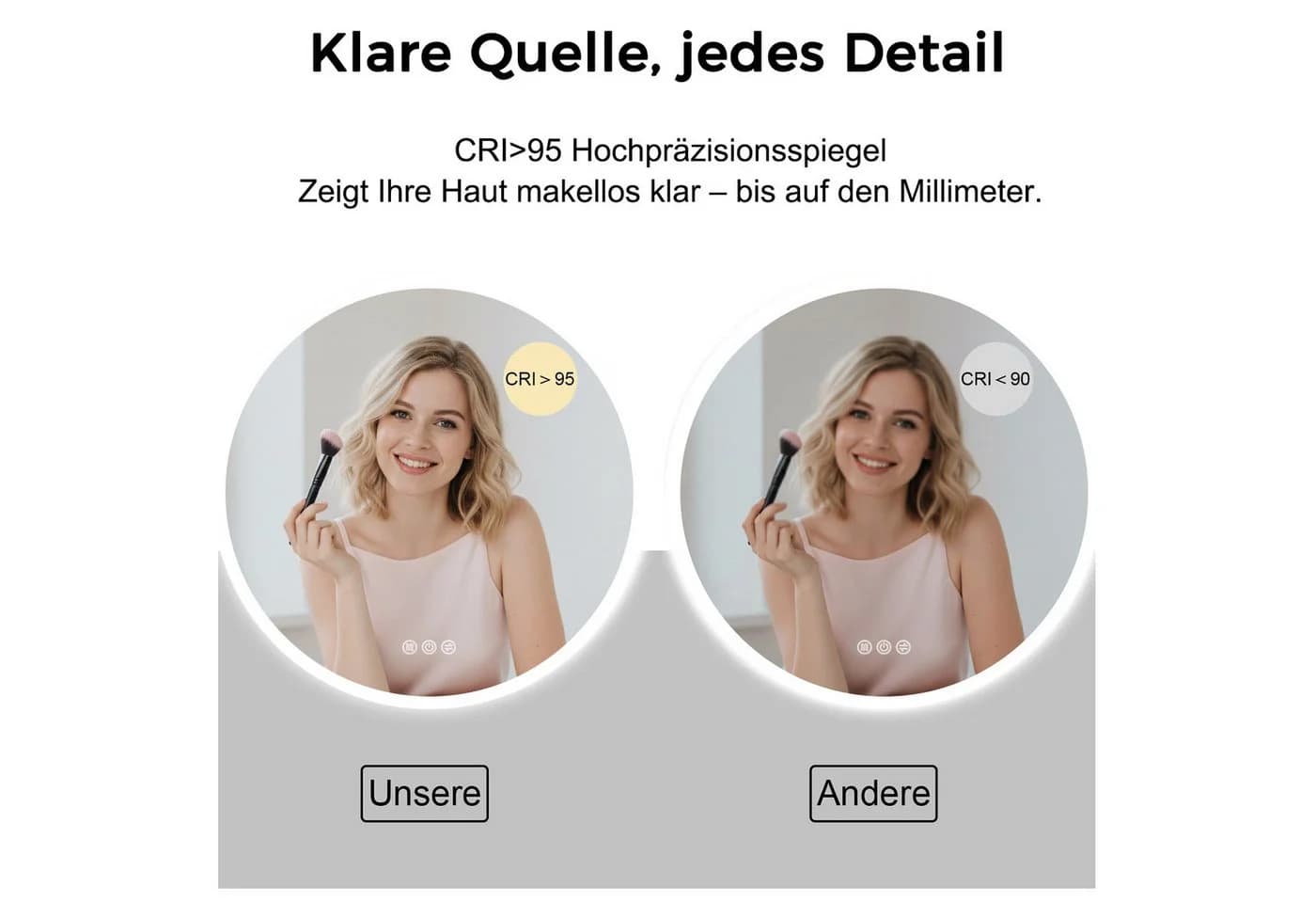 JDONG Badspiegel mit Beleuchtung Rund 80/100cm - Bild 3