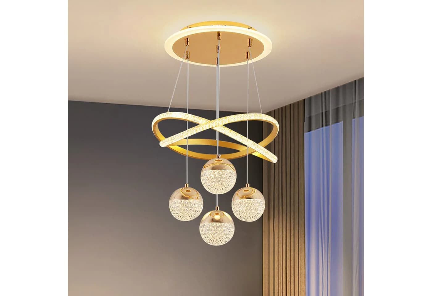 JDONG LED Pendelleuchte Schwarz/Gold 54W 100CM Dimmbar - Bild 2