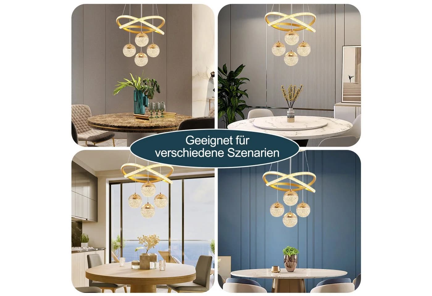 JDONG LED Pendelleuchte Schwarz/Gold 54W 100CM Dimmbar - Bild 3