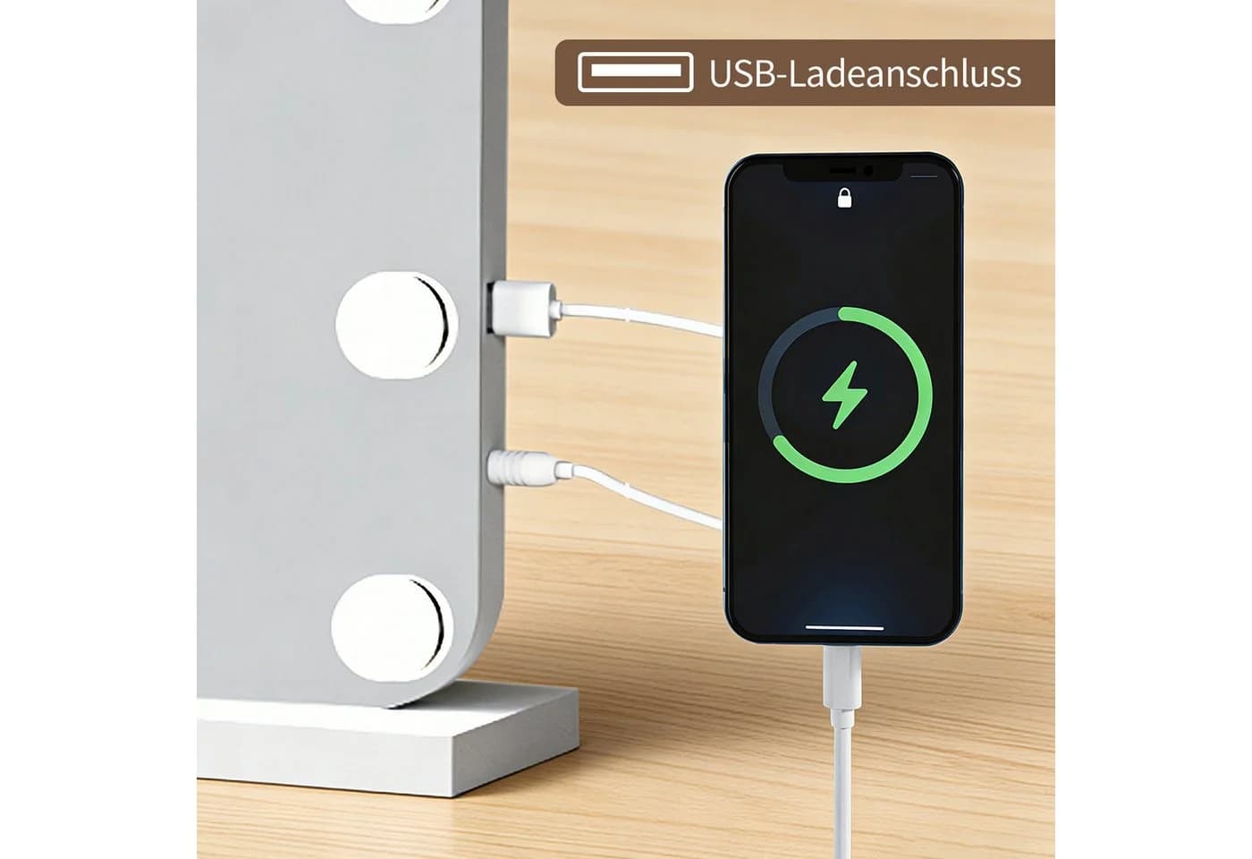 JDONG Schminkspiegel mit LED-Beleuchtung und USB-Anschluss - Bild 3